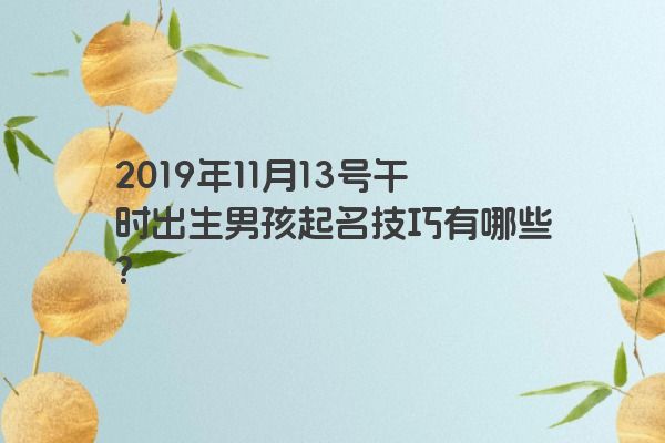 2019年11月13号午时出生男孩起名技巧有哪些？