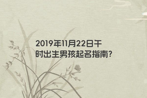 2019年11月22日午时出生男孩起名指南？