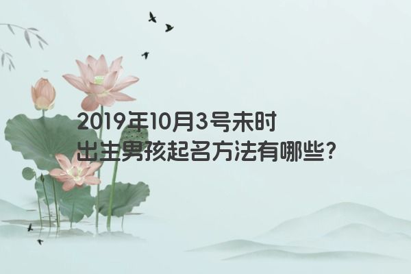 2019年10月3号未时出生男孩起名方法有哪些？