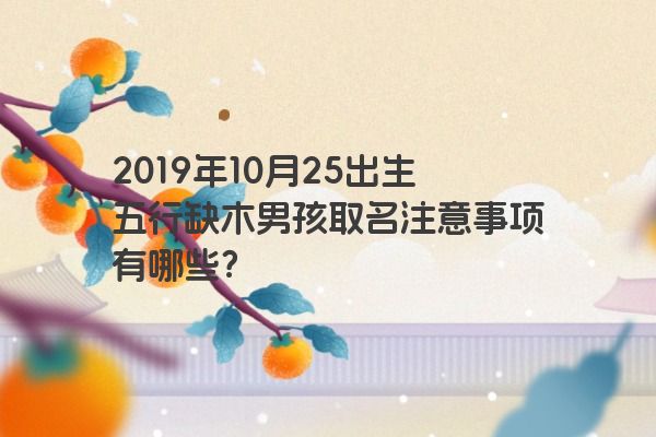 2019年10月25出生五行缺木男孩取名注意事项有哪些？