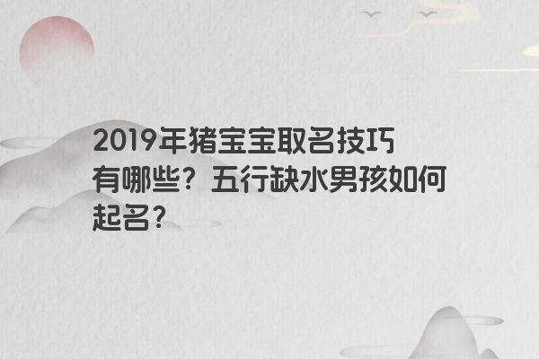 2019年猪宝宝取名技巧有哪些？五行缺水男孩如何起名？