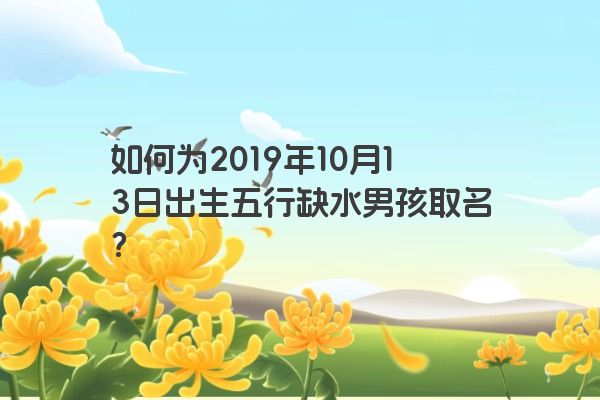 如何为2019年10月13日出生五行缺水男孩取名？