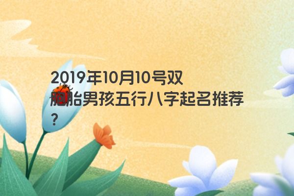 2019年10月10号双胞胎男孩五行八字起名推荐？