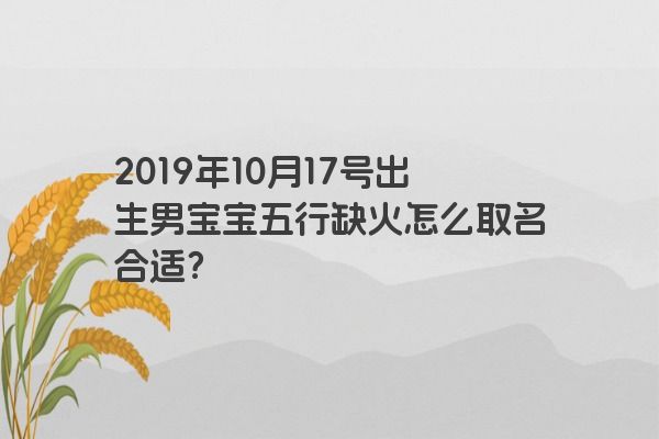 2019年10月17号出生男宝宝五行缺火怎么取名合适？