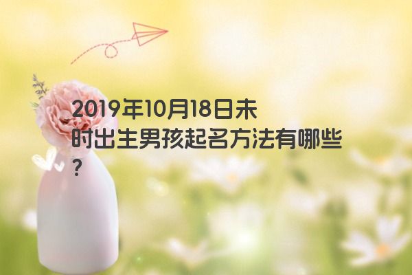 2019年10月18日未时出生男孩起名方法有哪些？