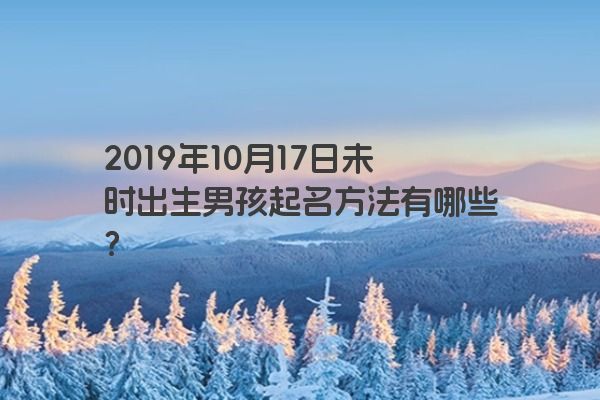 2019年10月17日未时出生男孩起名方法有哪些？