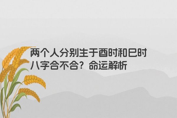 两个人分别生于酉时和巳时八字合不合？命运解析