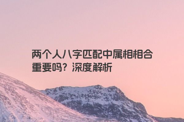 两个人八字匹配中属相相合重要吗？深度解析