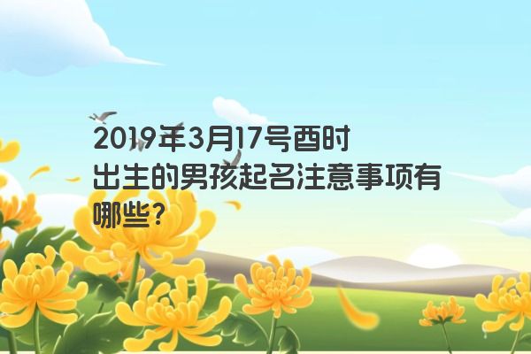 2019年3月17号酉时出生的男孩起名注意事项有哪些？