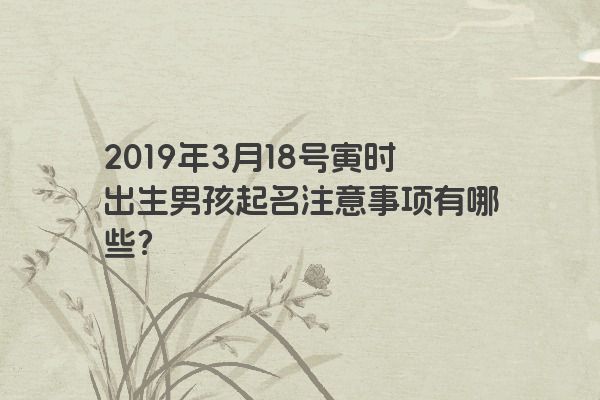 2019年3月18号寅时出生男孩起名注意事项有哪些？