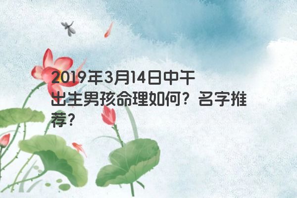 2019年3月14日中午出生男孩命理如何？名字推荐？