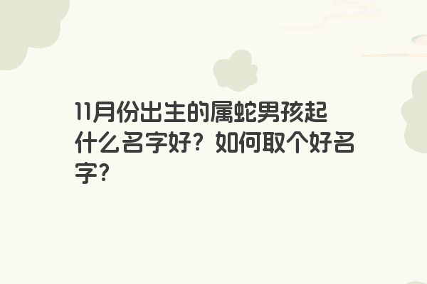 11月份出生的属蛇男孩起什么名字好？如何取个好名字？