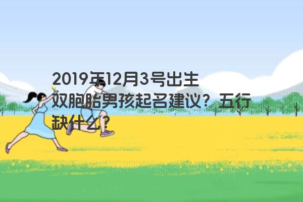 2019年12月3号出生双胞胎男孩起名建议？五行缺什么？