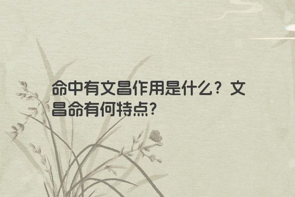 命中有文昌作用是什么？文昌命有何特点？