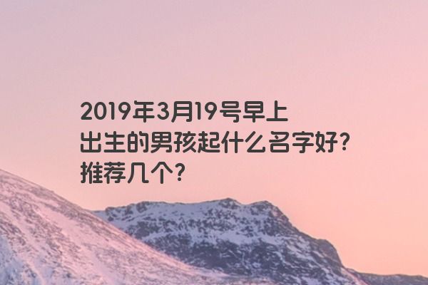 2019年3月19号早上出生的男孩起什么名字好？推荐几个？