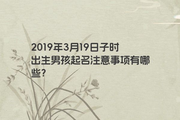 2019年3月19日子时出生男孩起名注意事项有哪些？