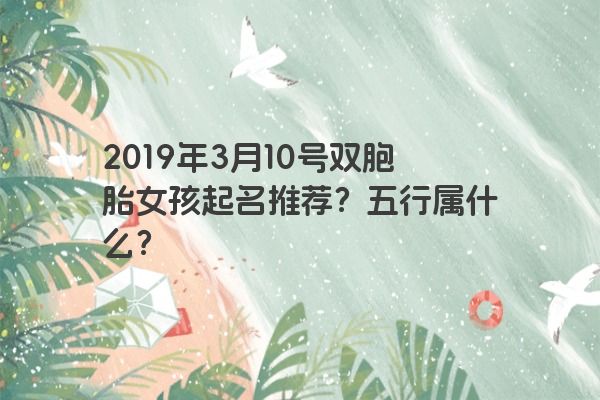 2019年3月10号双胞胎女孩起名推荐？五行属什么？