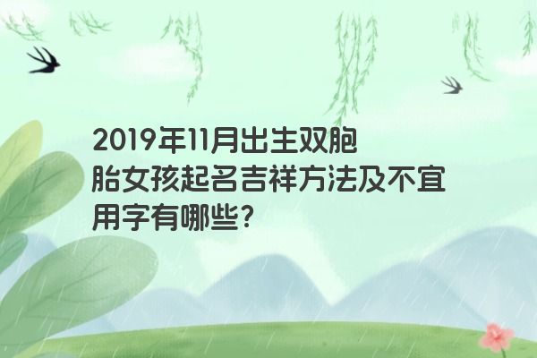 2019年11月出生双胞胎女孩起名吉祥方法及不宜用字有哪些？