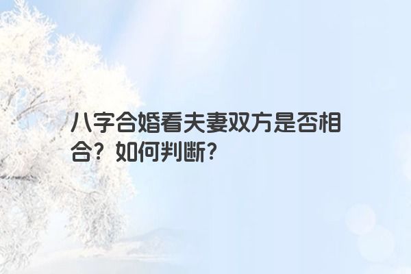 八字合婚看夫妻双方是否相合？如何判断？