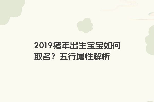 2019猪年出生宝宝如何取名？五行属性解析