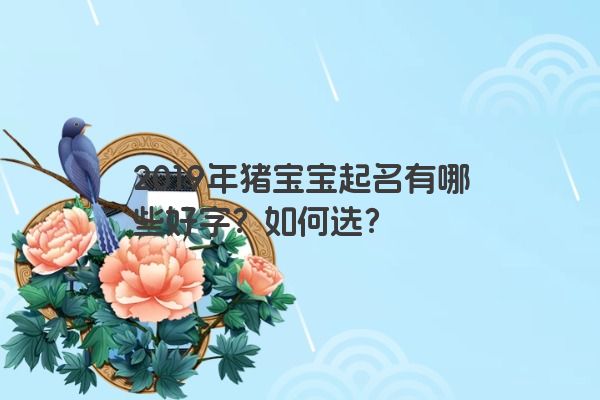 2019年猪宝宝起名有哪些好字？如何选？
