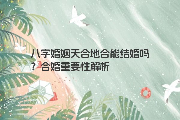 八字婚姻天合地合能结婚吗？合婚重要性解析