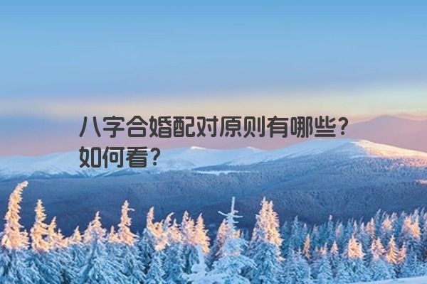 八字合婚配对原则有哪些？如何看？