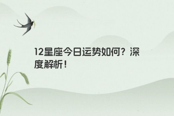 12星座今日运势如何？深度解析！