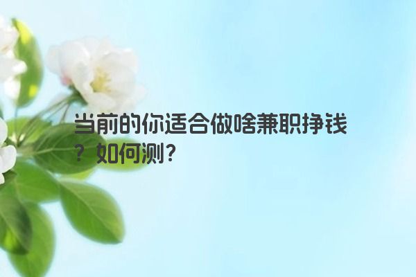 当前的你适合做啥兼职挣钱？如何测？