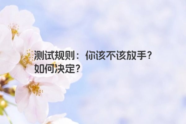 测试规则：你该不该放手？如何决定？