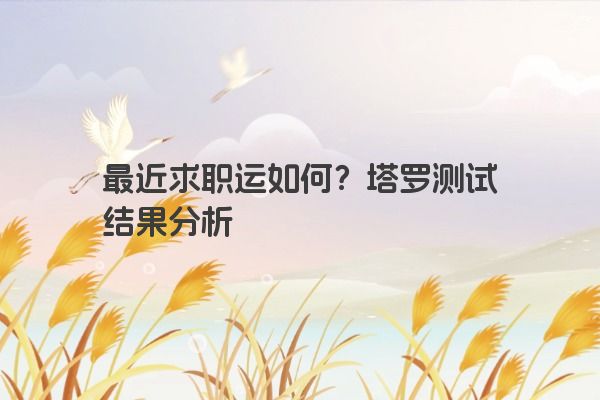 最近求职运如何？塔罗测试结果分析