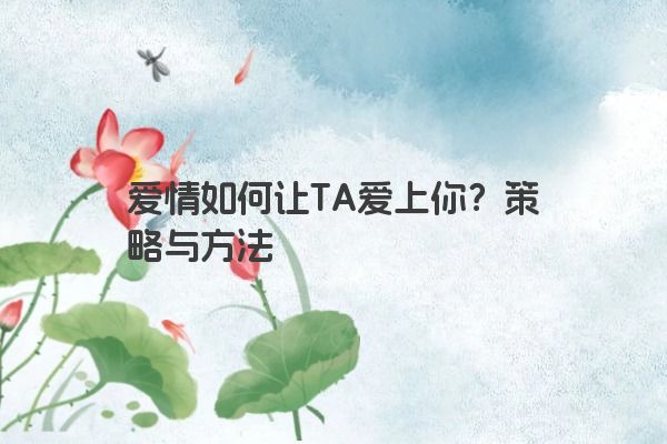 爱情如何让TA爱上你？策略与方法