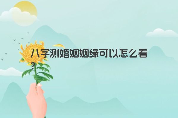 八字测婚姻姻缘可以怎么看？