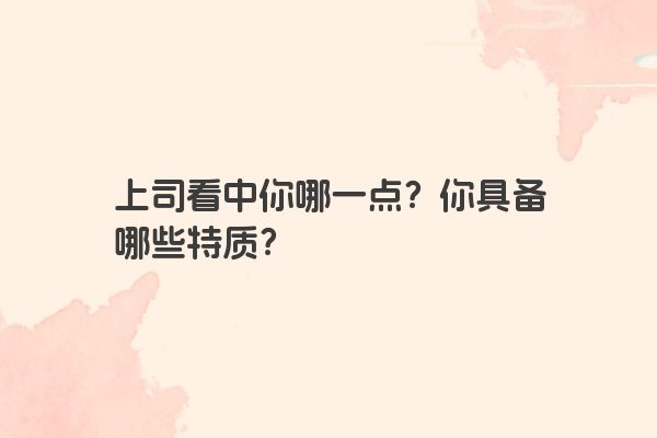 上司看中你哪一点？你具备哪些特质？