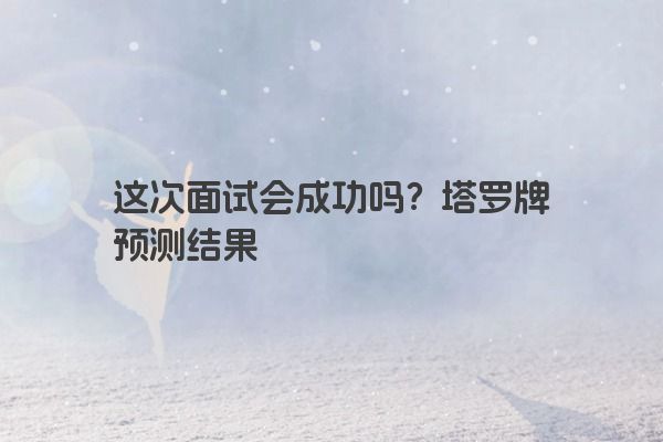 这次面试会成功吗？塔罗牌预测结果