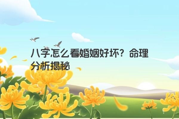 八字怎么看婚姻好坏？命理分析揭秘