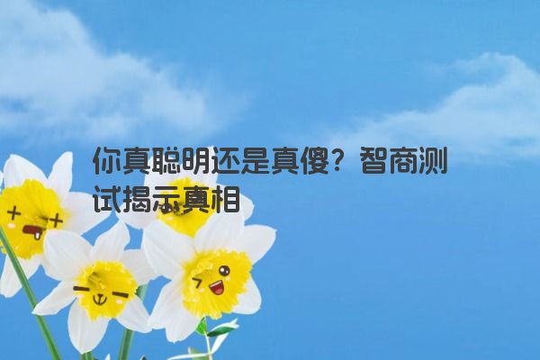 你真聪明还是真傻？智商测试揭示真相