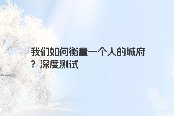 我们如何衡量一个人的城府？深度测试