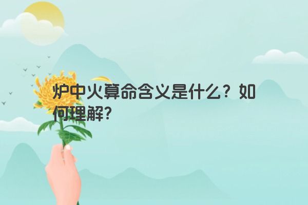 炉中火算命含义是什么？如何理解？