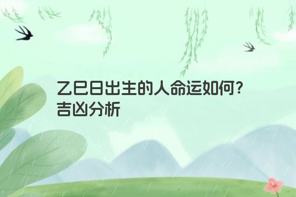 乙巳日出生的人命运如何？吉凶分析