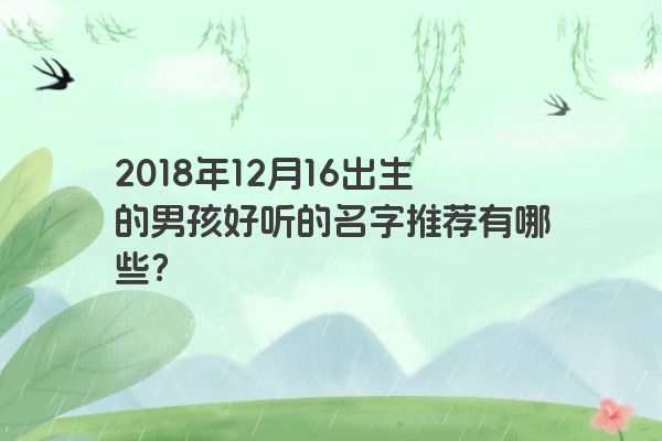 2018年12月16出生的男孩好听的名字推荐有哪些？