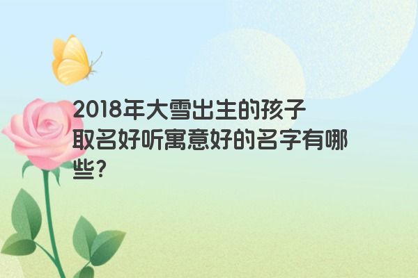 2018年大雪出生的孩子取名好听寓意好的名字有哪些？