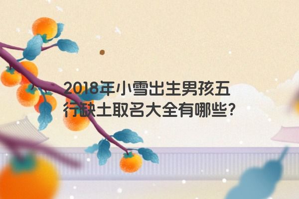 2018年小雪出生男孩五行缺土取名大全有哪些？