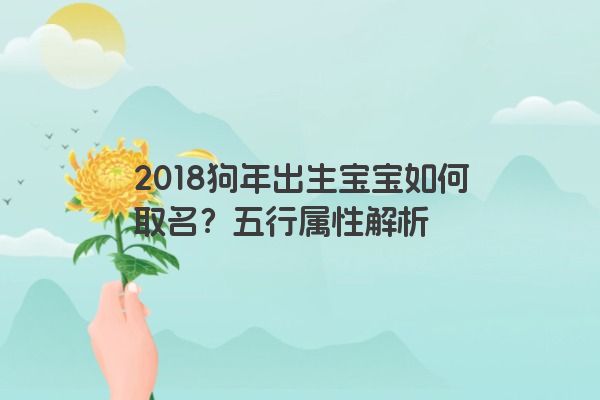 2018狗年出生宝宝如何取名？五行属性解析