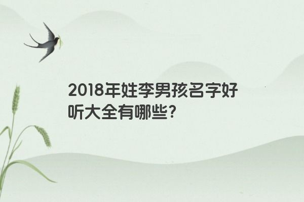 2018年姓李男孩名字好听大全有哪些？