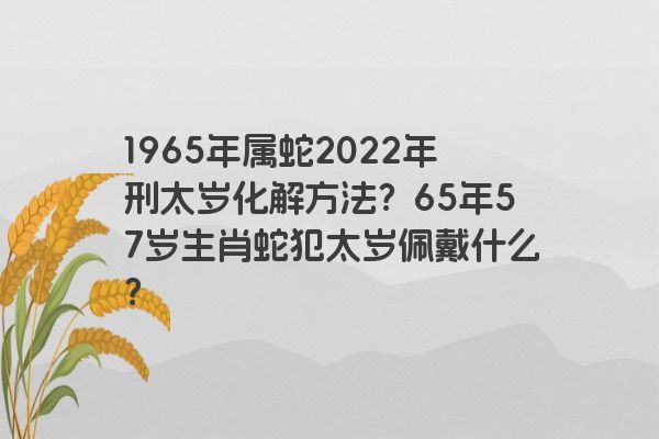 1965年属蛇2022年刑太岁化解方法？65年57岁生肖蛇犯太岁佩戴什么？