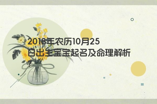 2018年农历10月25日出生宝宝起名及命理解析？