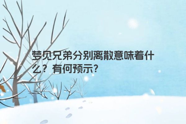 梦见兄弟分别离散意味着什么？有何预示？
