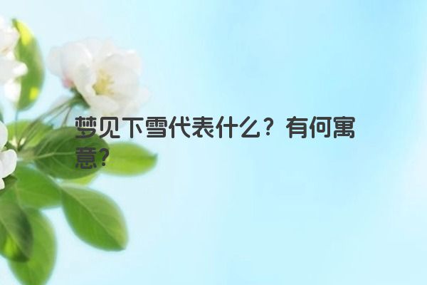 梦见下雪代表什么？有何寓意？