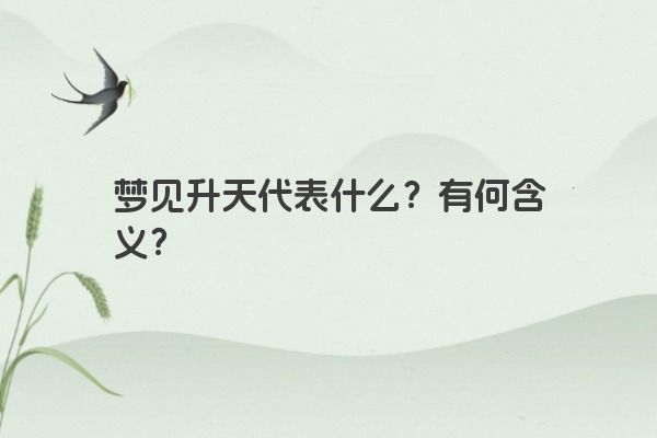 梦见升天代表什么？有何含义？